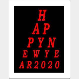 New Years Eve Party 2020 Eye Chart T-Shirt Posters and Art